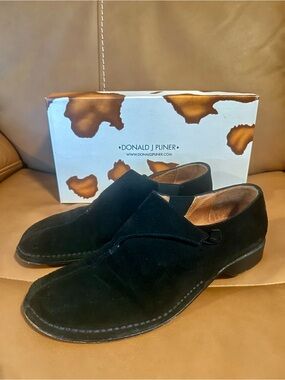 Donald J. Pliner Black Suede Slip-On Loafers